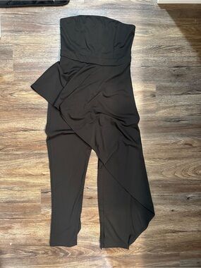 Strapless Black Asymmetrical Jumpsuit